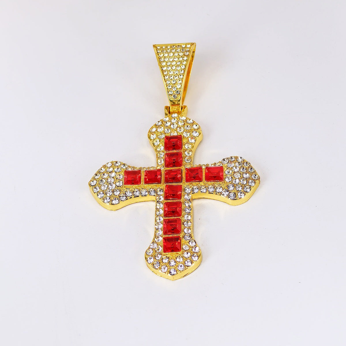 Crimson Radiance Cross Pendant