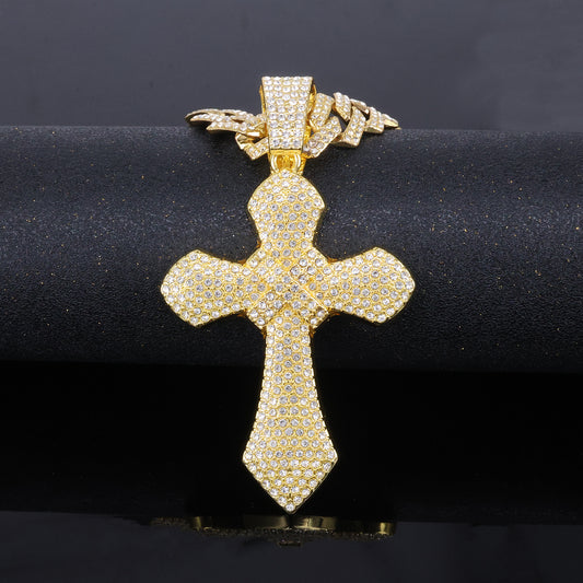 Pavé-Set Gold Diamond Cross