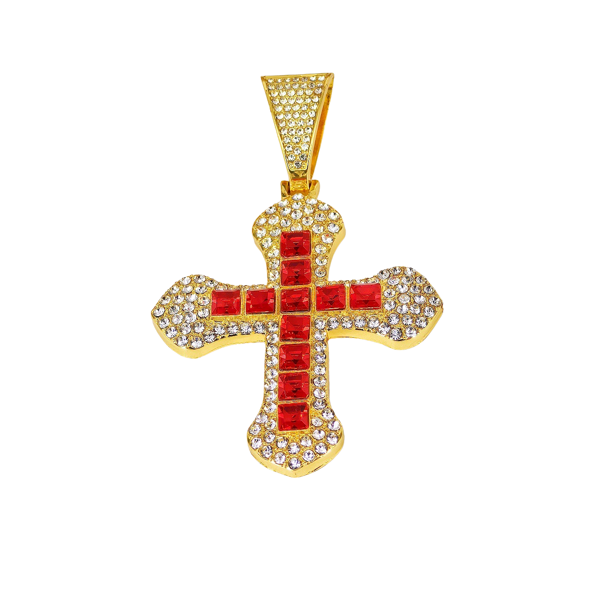 Crimson Radiance Cross Pendant