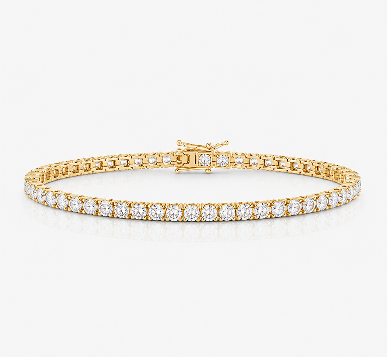 4mm Gold Toned Diamond Tennis Bracelet