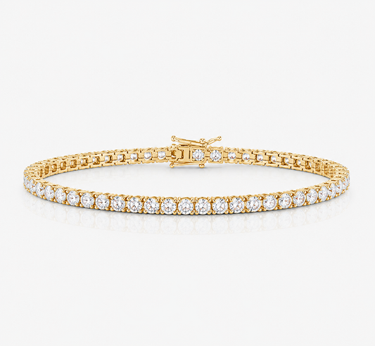 4mm Gold Toned Diamond Tennis Bracelet