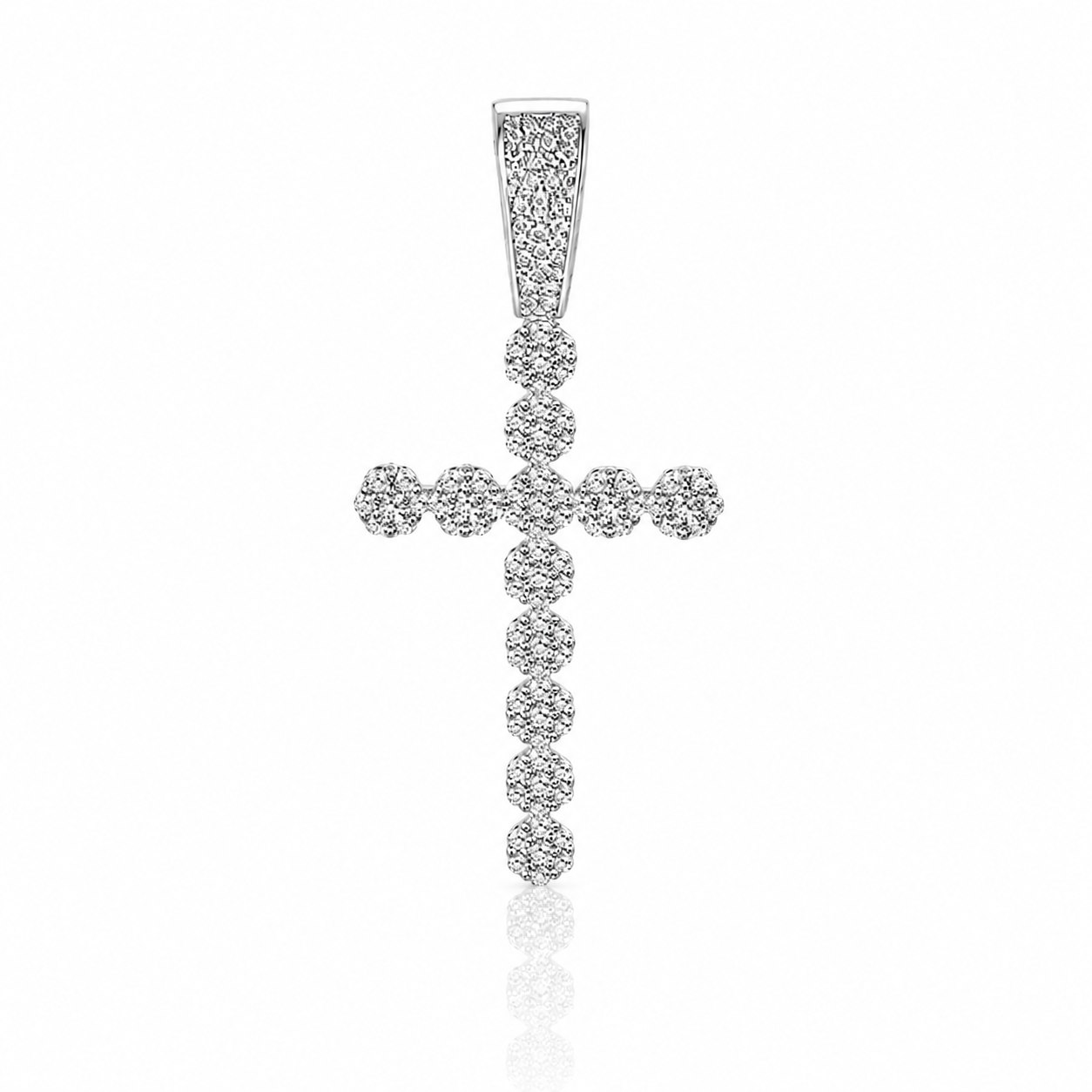 Iced Out Bubble Cross Pendant Necklace