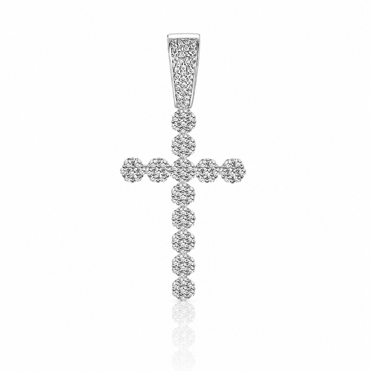 Iced Out Bubble Cross Pendant Necklace