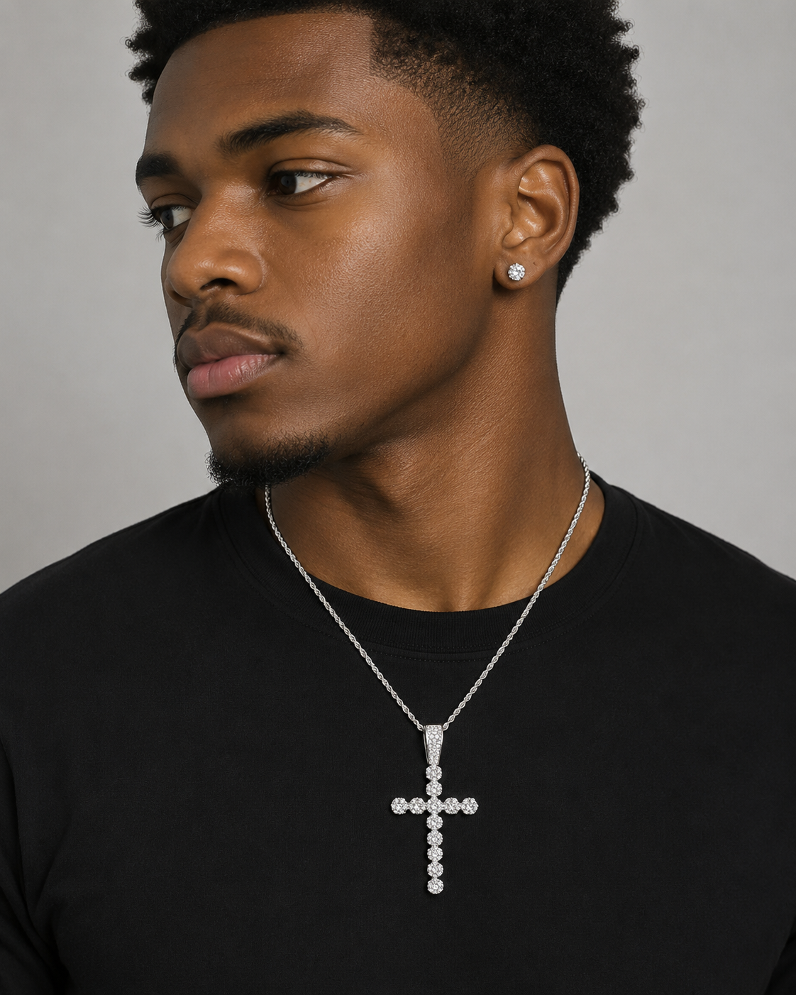 Iced Out Bubble Cross Pendant Necklace