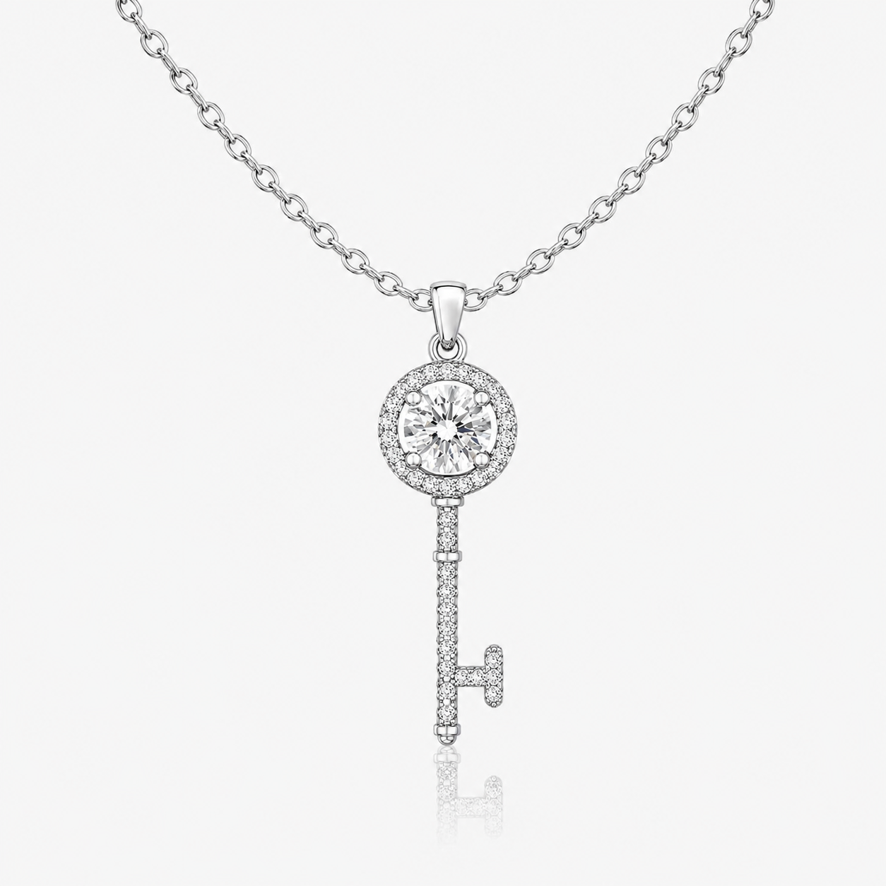 Key to My Heart Crystal Diamond Pendant Necklace