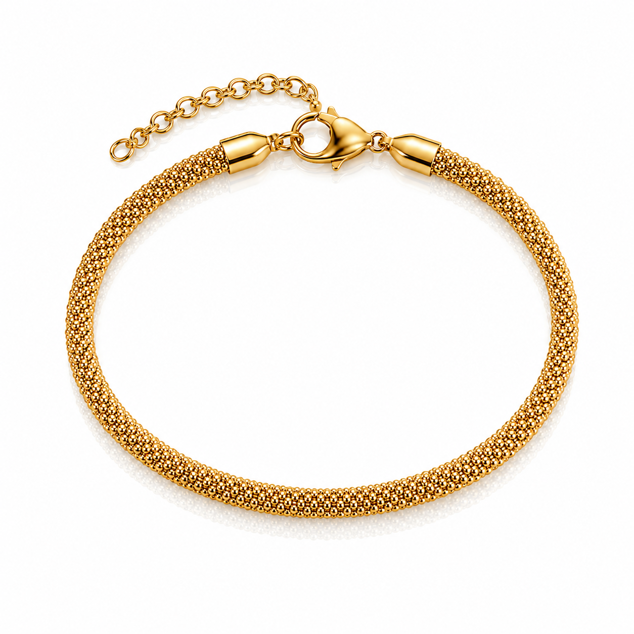 Gold Beaded Mesh Bracelet – Classic Multi-Row Chain Bracelet