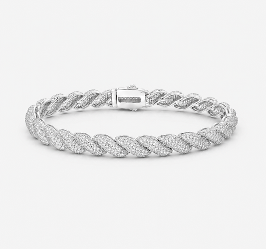 Aurelius Twisted Diamond Bracelet | 8.5mm Iced Twist Link Bracelet