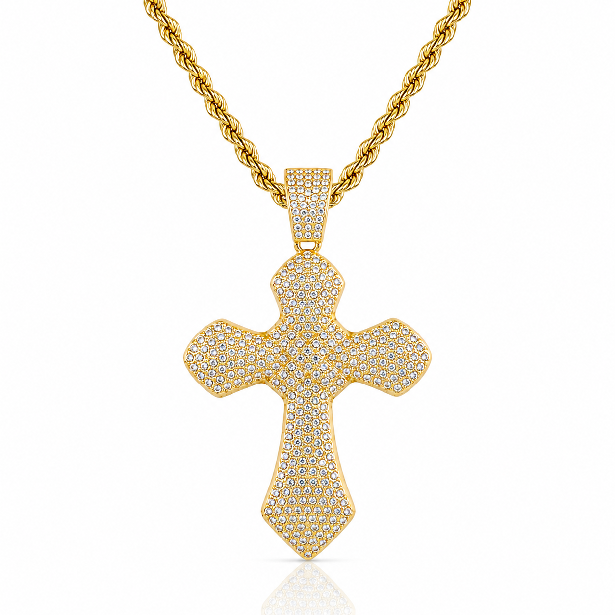 Pavé-Set Gold Diamond Cross