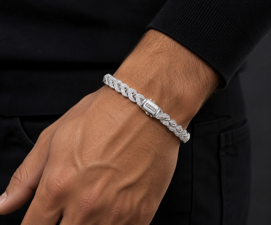 Aurelius Twisted Diamond Bracelet | 8.5mm Iced Twist Link Bracelet