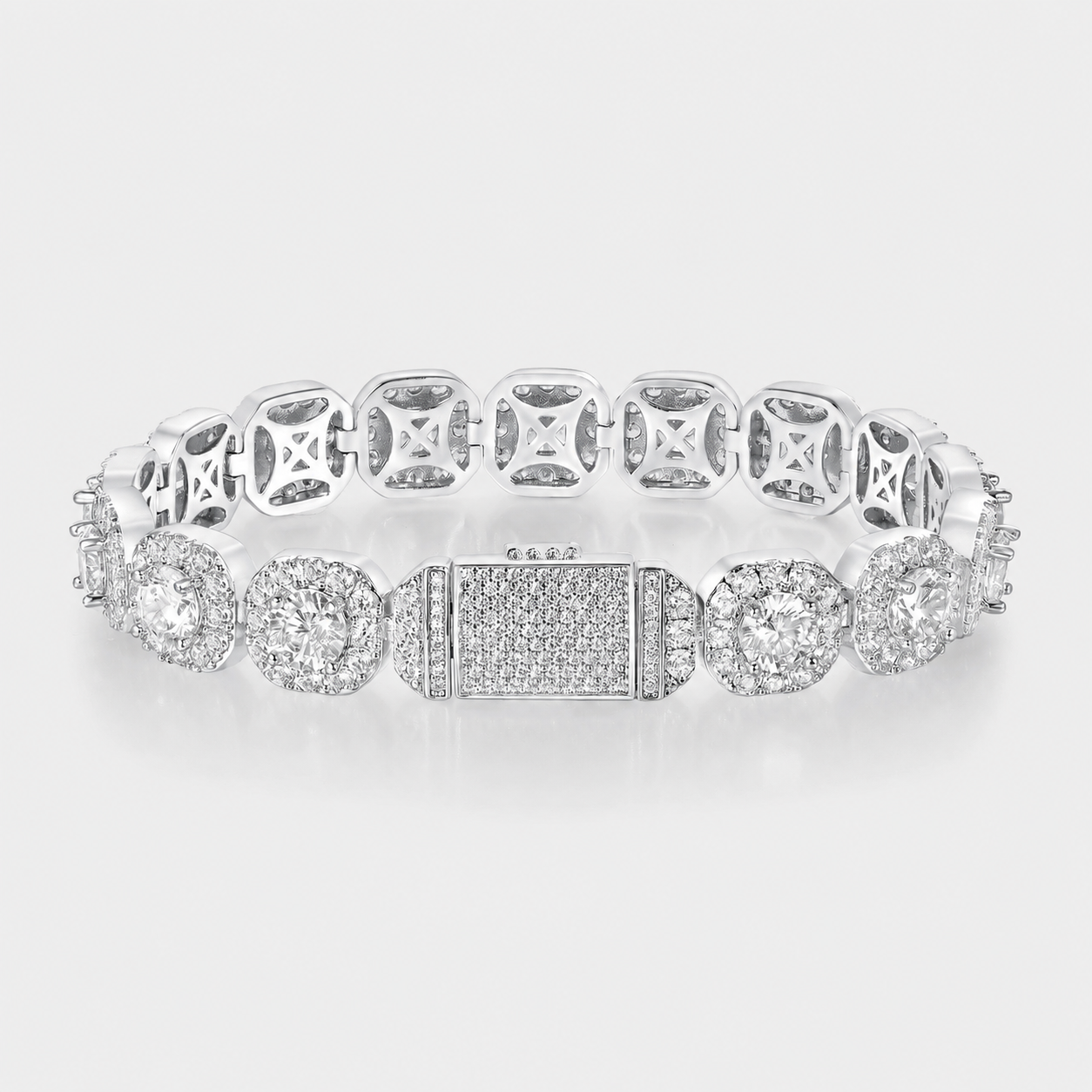 10mm Halo Diamond Link Bracelet – Iced Out Bracelet