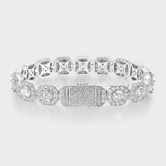10mm Halo Diamond Link Bracelet – Iced Out Bracelet