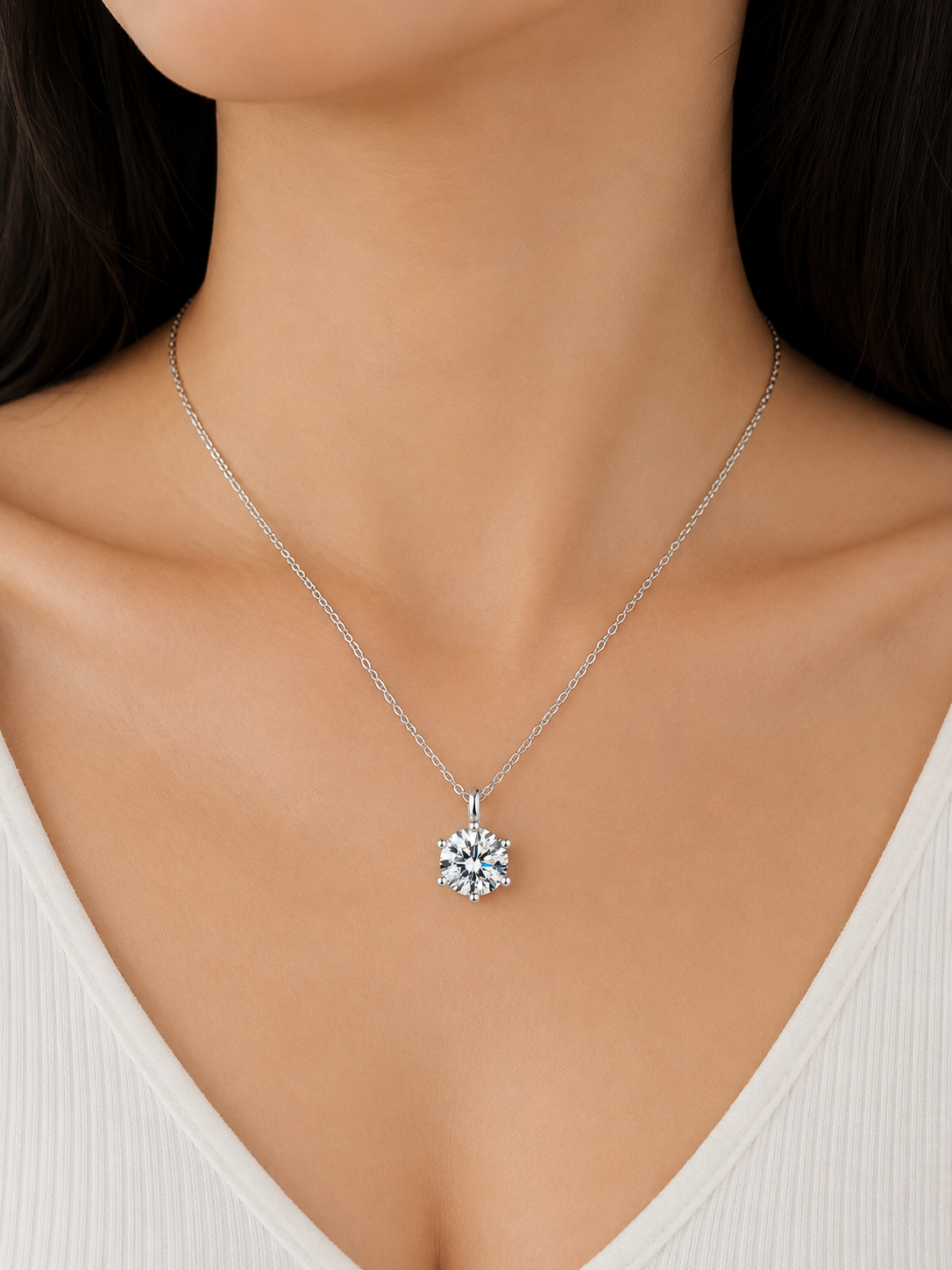 Celeste Solitaire Diamond Pendant Necklace