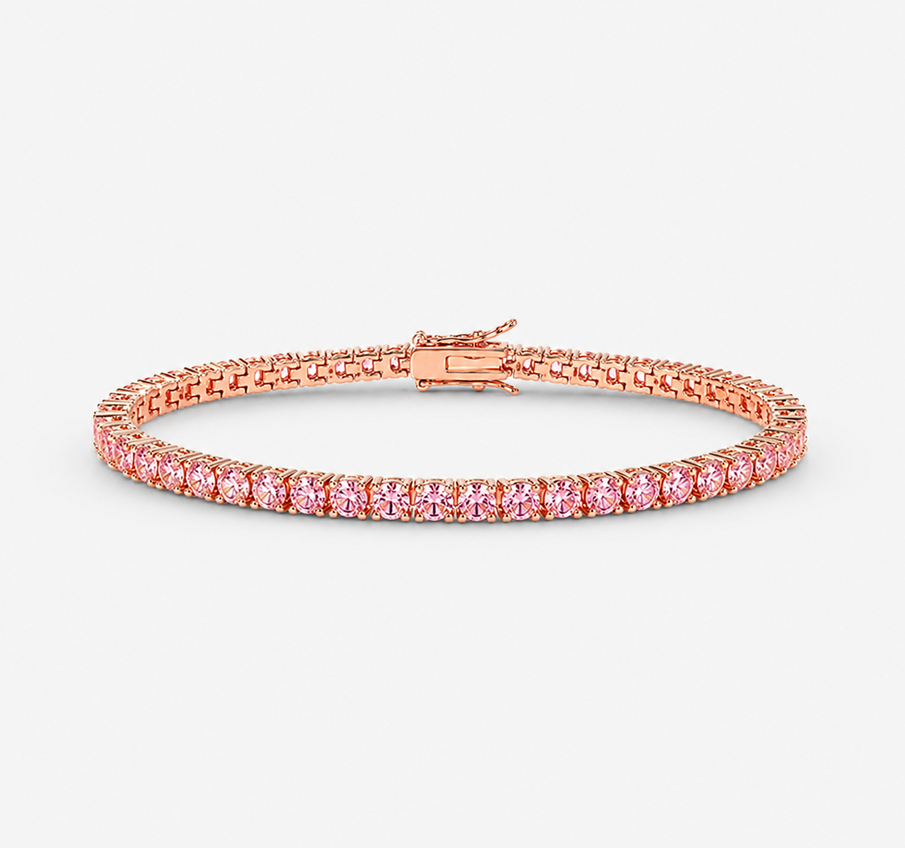 Rose Gold Pink Diamond Tennis Bracelet