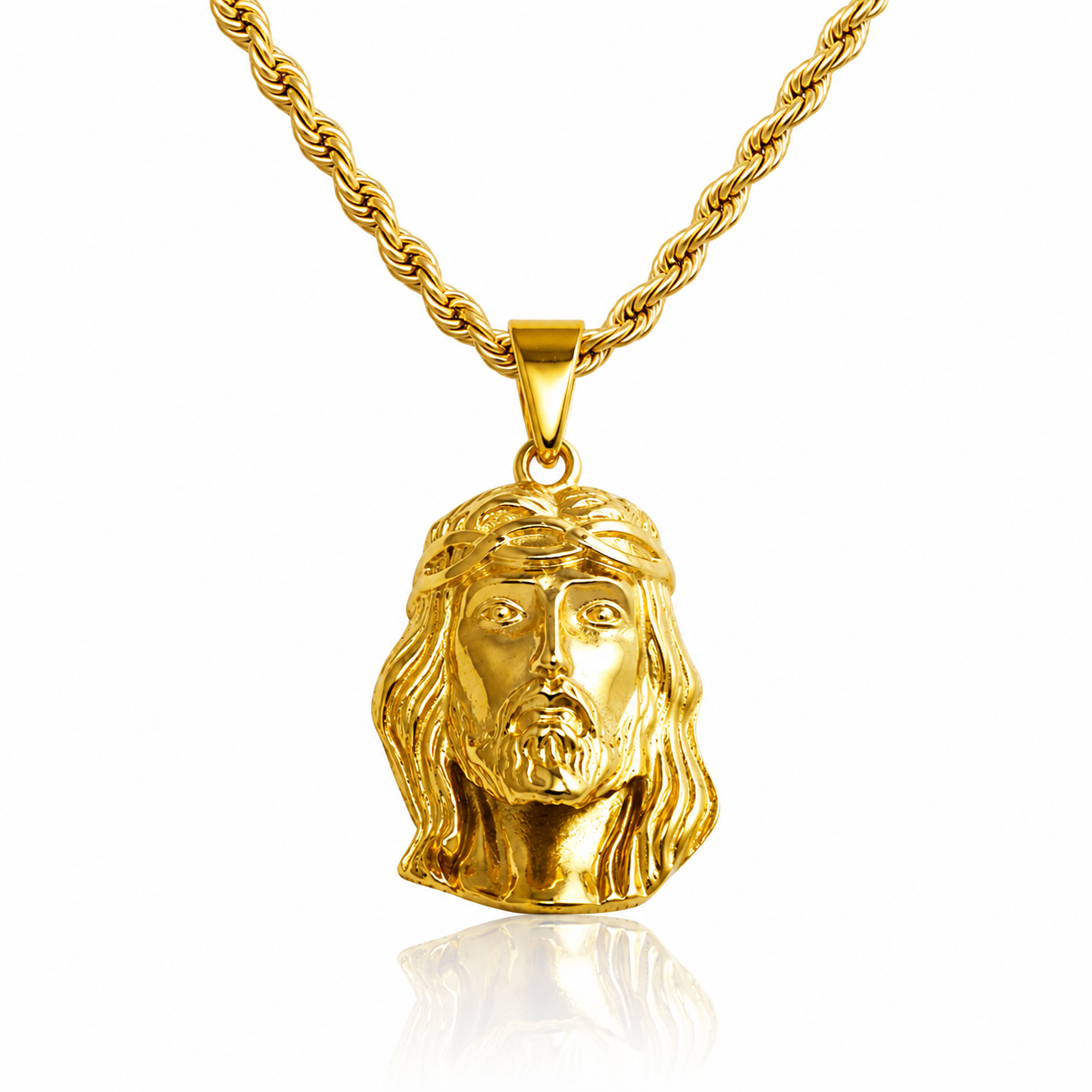 14K Gold Plated Jesus Head Pendant – Classic Faith Pendant
