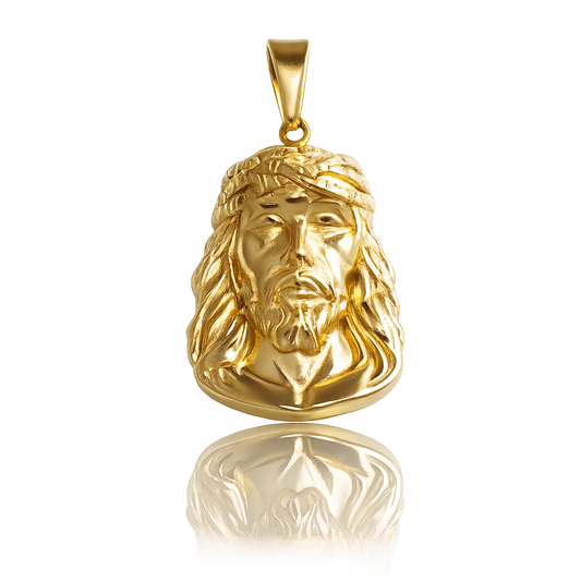 Gold Jesus Head Pendant Necklace – Classic Crown of Thorns