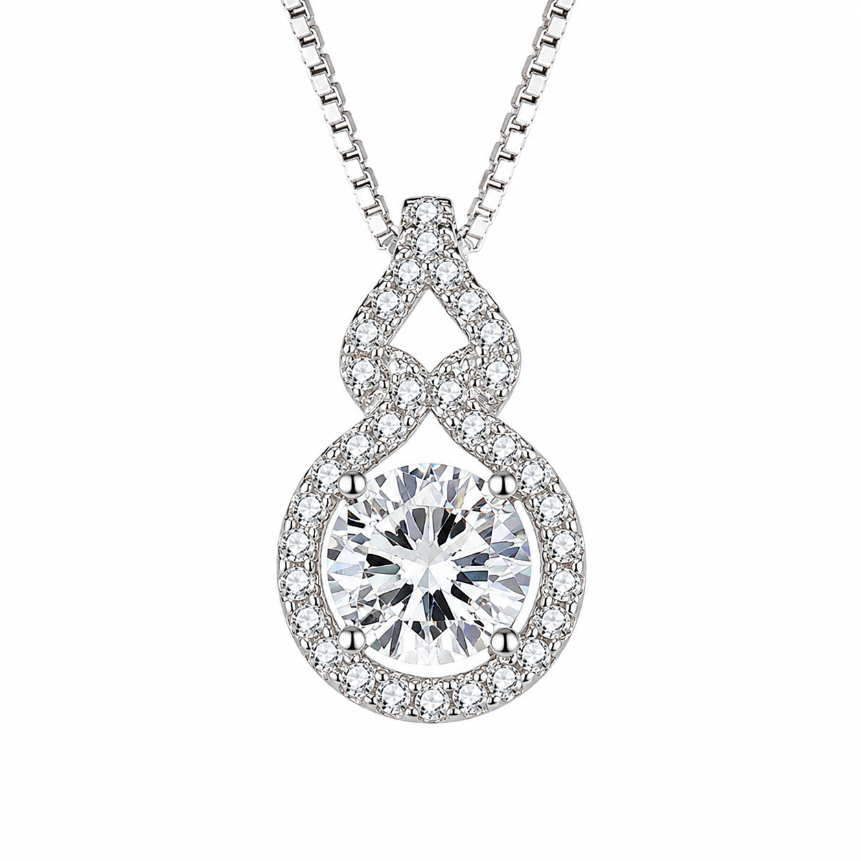 Infinity Halo Solitaire Pendant Necklace