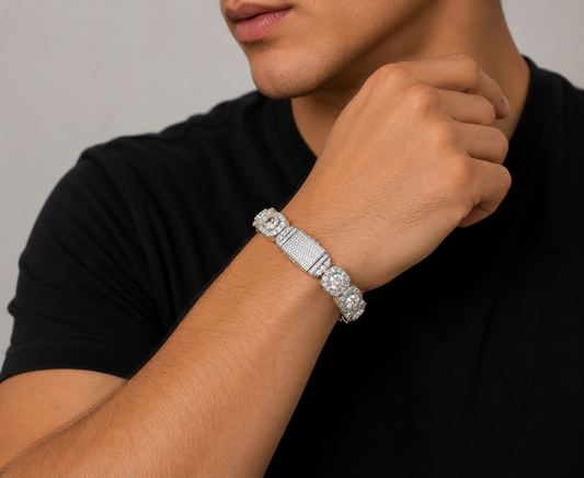 10mm Halo Diamond Link Bracelet – Iced Out Bracelet