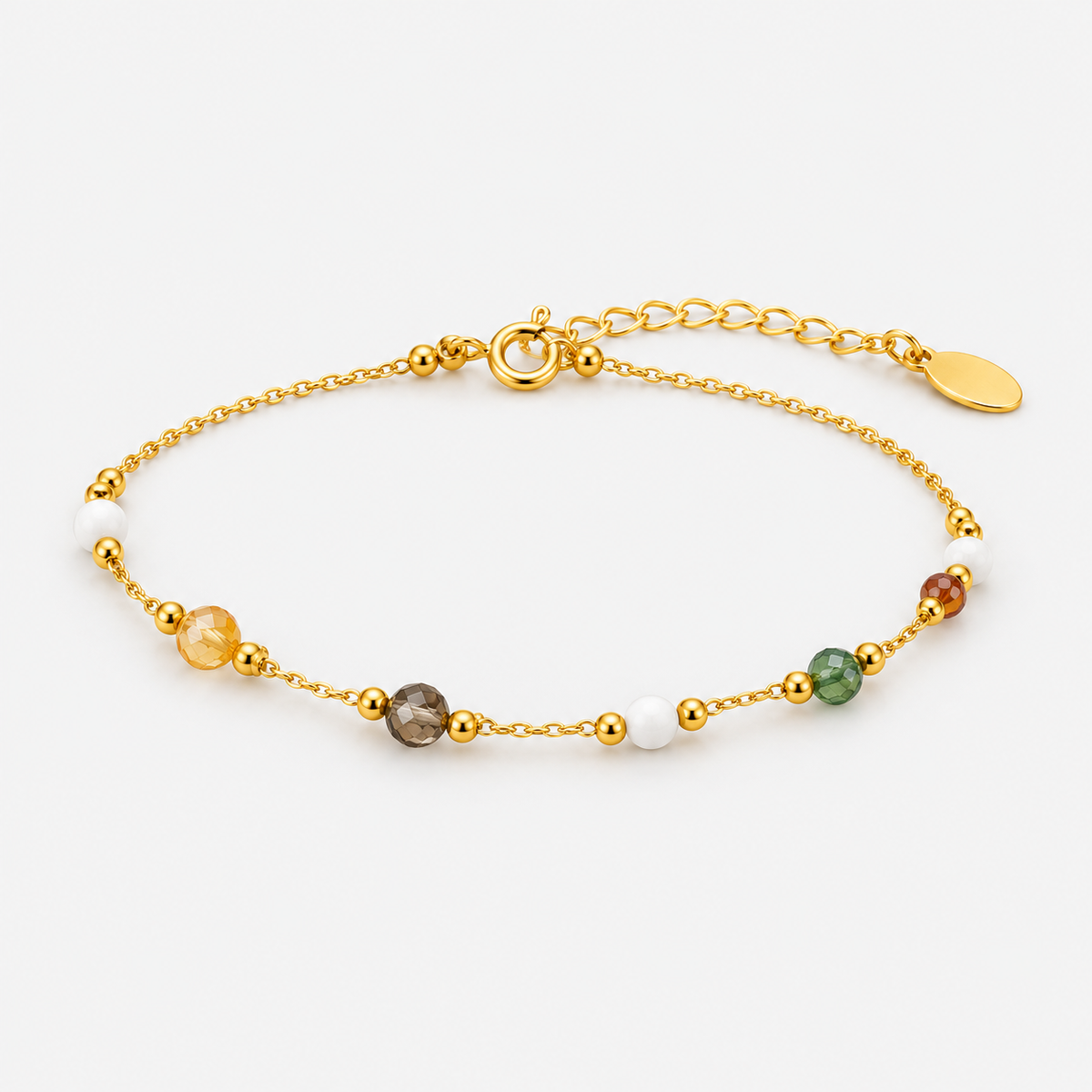 Prism Rainbow Beaded Bracelet on a light gray background