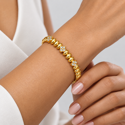 Solara Beaded Sparkle Bangle worn by a studio model