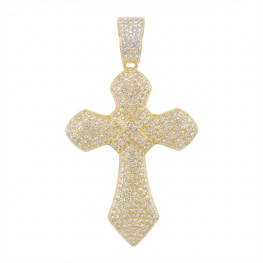 Pavé-Set Gold Diamond Cross